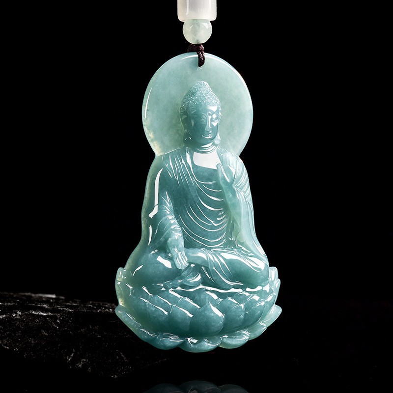 The Jewelry & Watches - Natural Burmese Jadeite Buddha Pendant Necklace