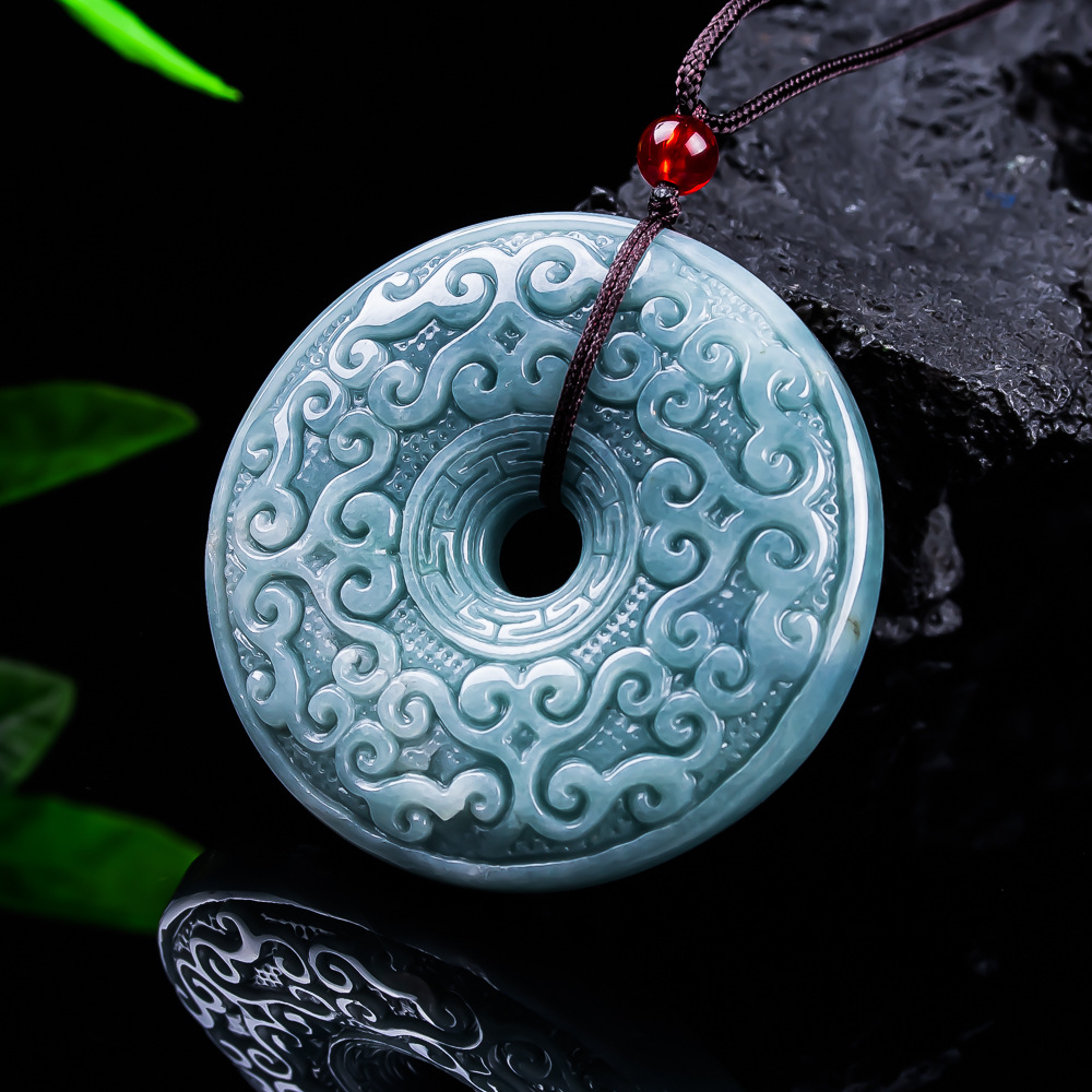 The Jewelry & Watches - Natural Burmese Jadeite Flower Pendant Necklace
