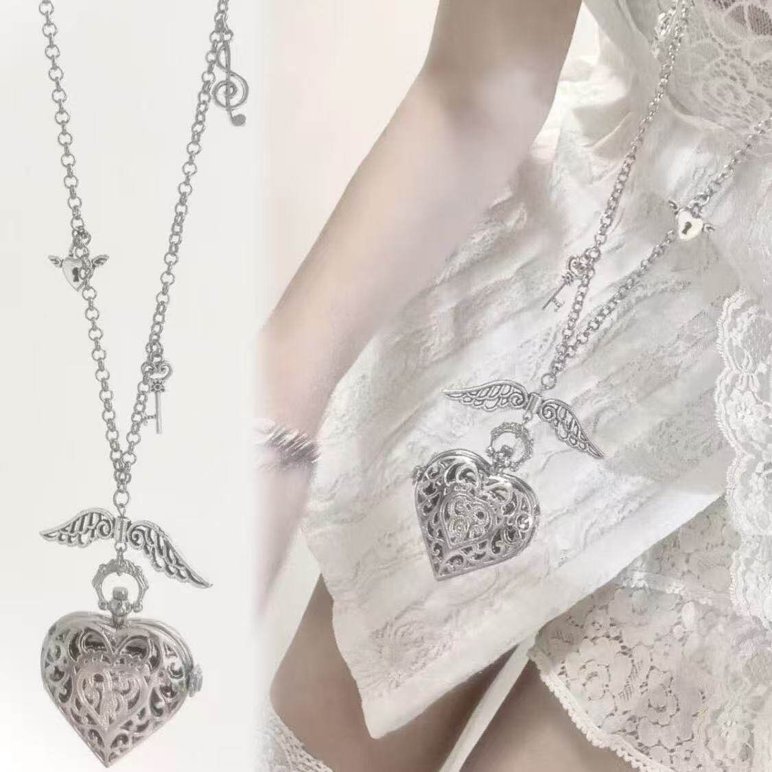 Vintage Jewelry Watches Women - Y2K Hollow Heart Pocket Watch Chain
