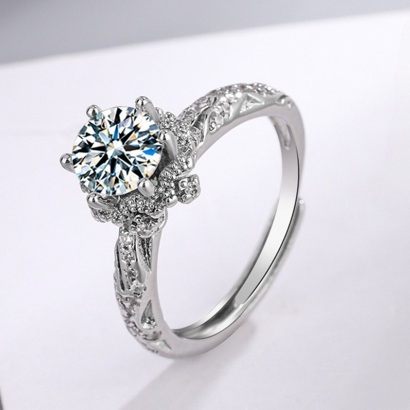 Statement Cocktail Ring - New 925 Sterling Silver Ring Moissanite