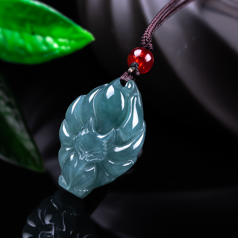 The Jewelry & Watches - Natural Burmese Jadeite Fox Pendant Necklace