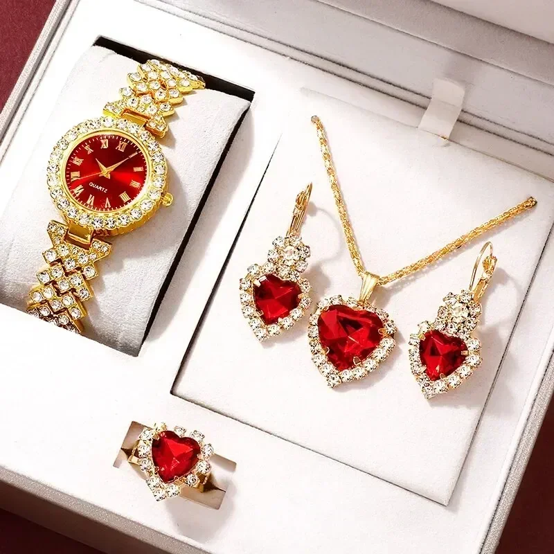 Mystery Jewelry Jar Watches - Golden Luxury Watch Women Ring Necklace