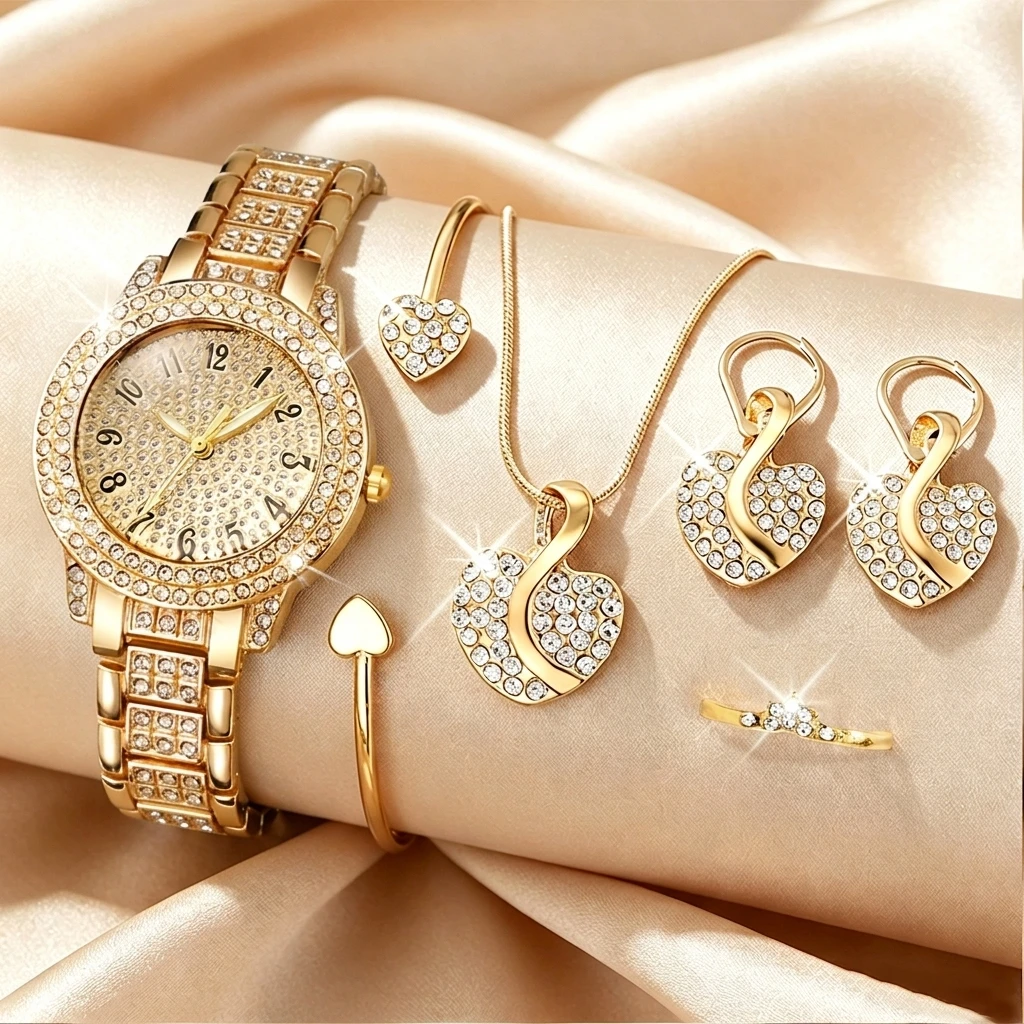 Mystery Jewelry Jar Watches - 6PCS Fashion Rhinestone Women Watch Heart