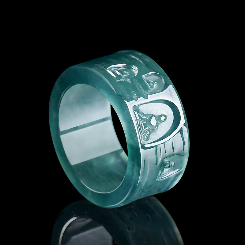 The Jewelry & Watches - Natural Burmese Jadeite Buddha Ring Luxury