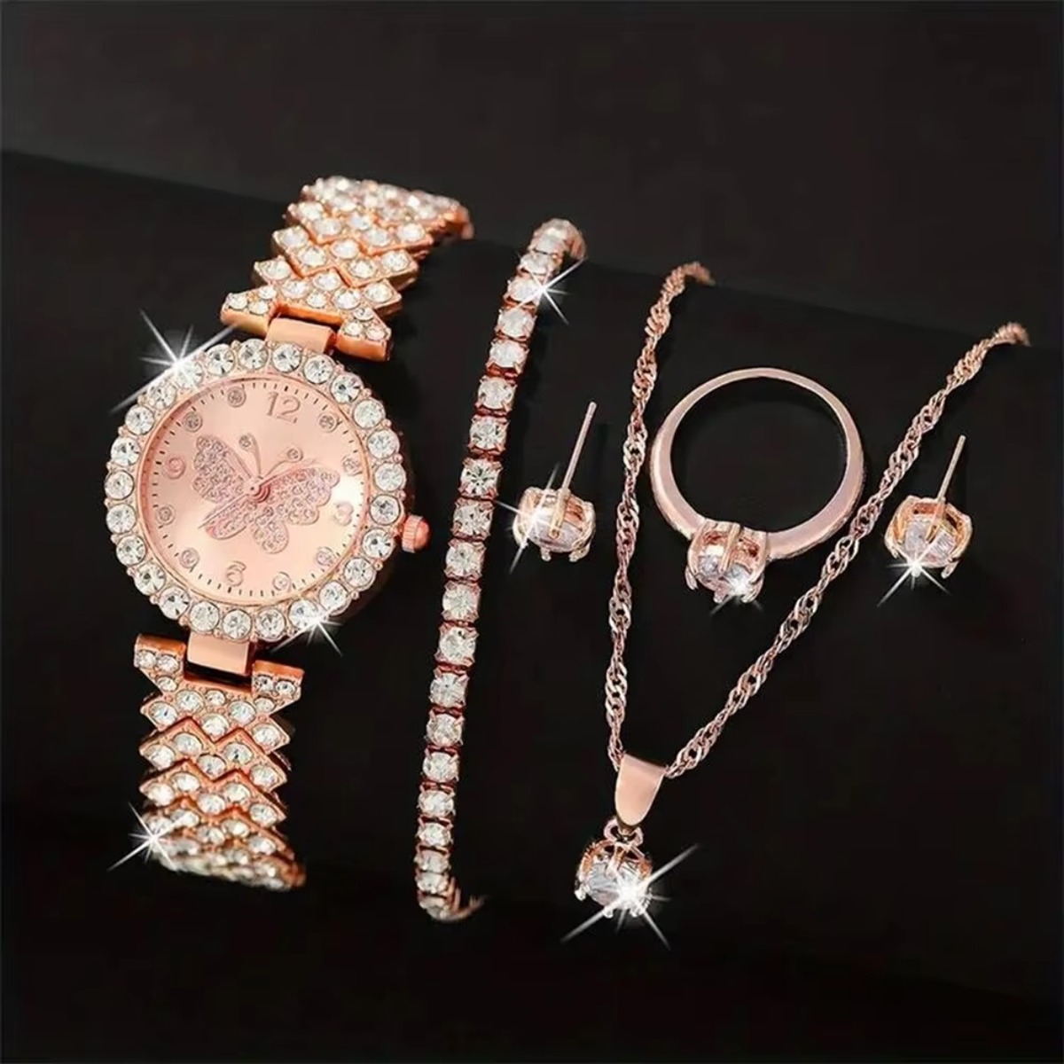 6PCS/Set Luxury Rhinestone But - Mystery Jewelry Jar Watches review and price