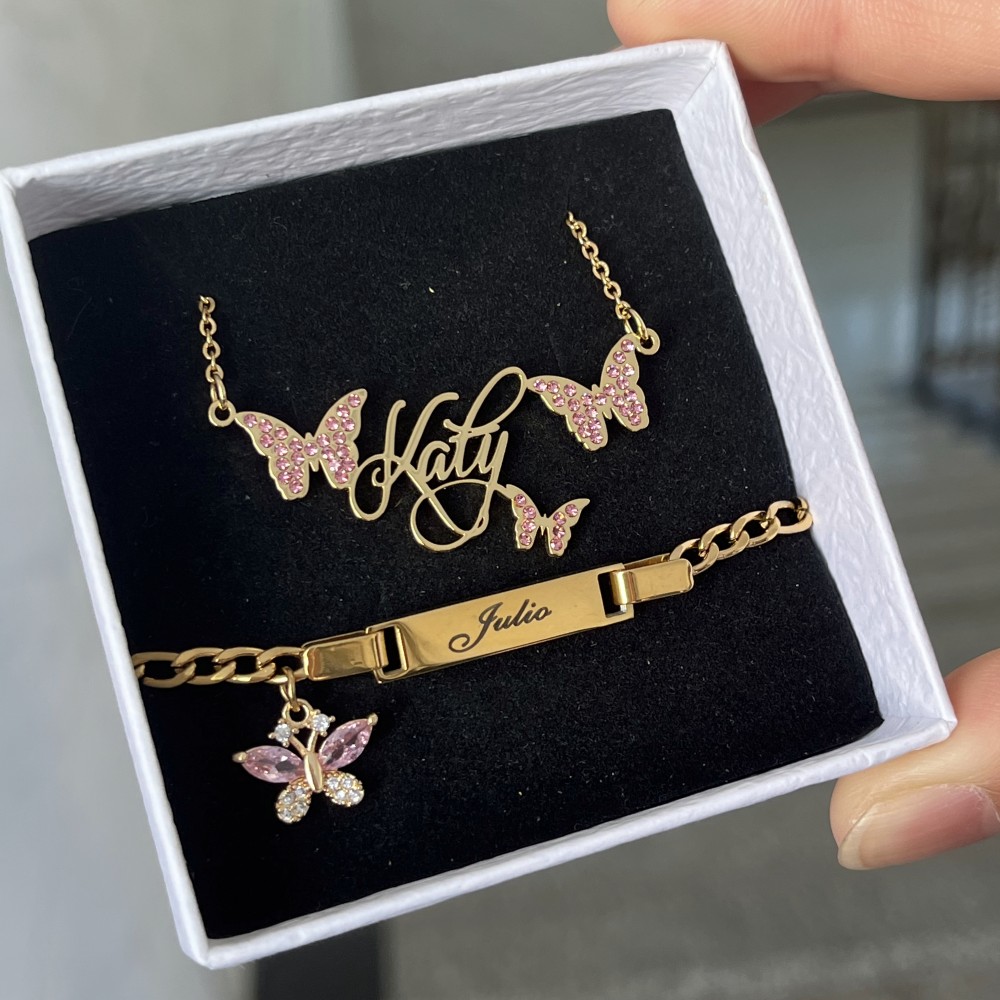 DUOYING Custom Pink Butterfly  - Engraved Name Necklace review and price