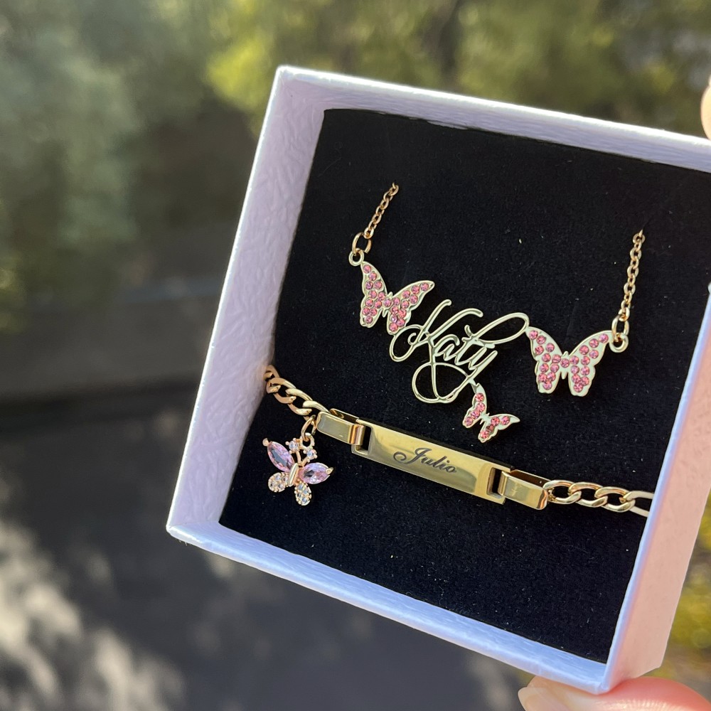 DUOYING Custom Pink Butterfly  - Engraved Name Necklace review and price