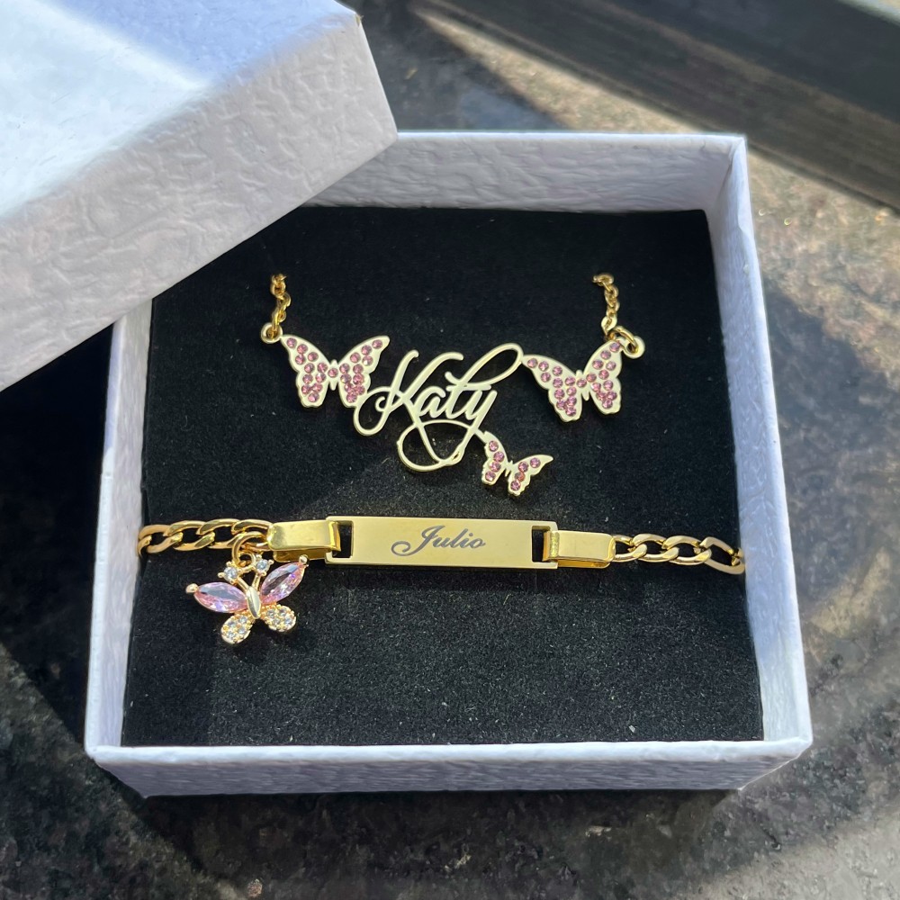 DUOYING Custom Pink Butterfly  - Engraved Name Necklace review and price