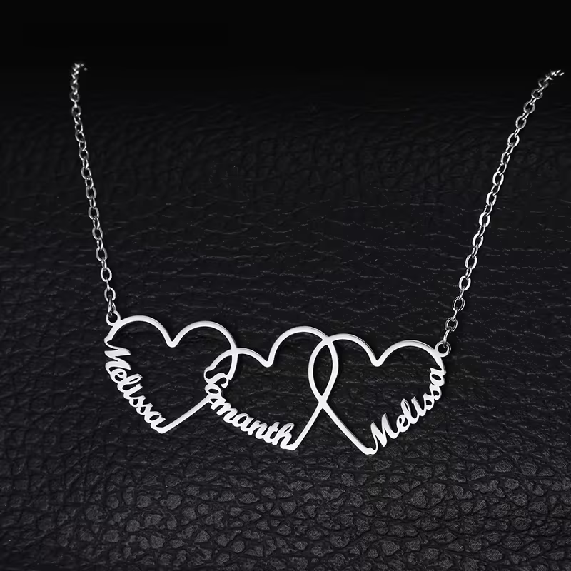 Custom Interlocking Heart Name - Engraved Name Necklace review and price
