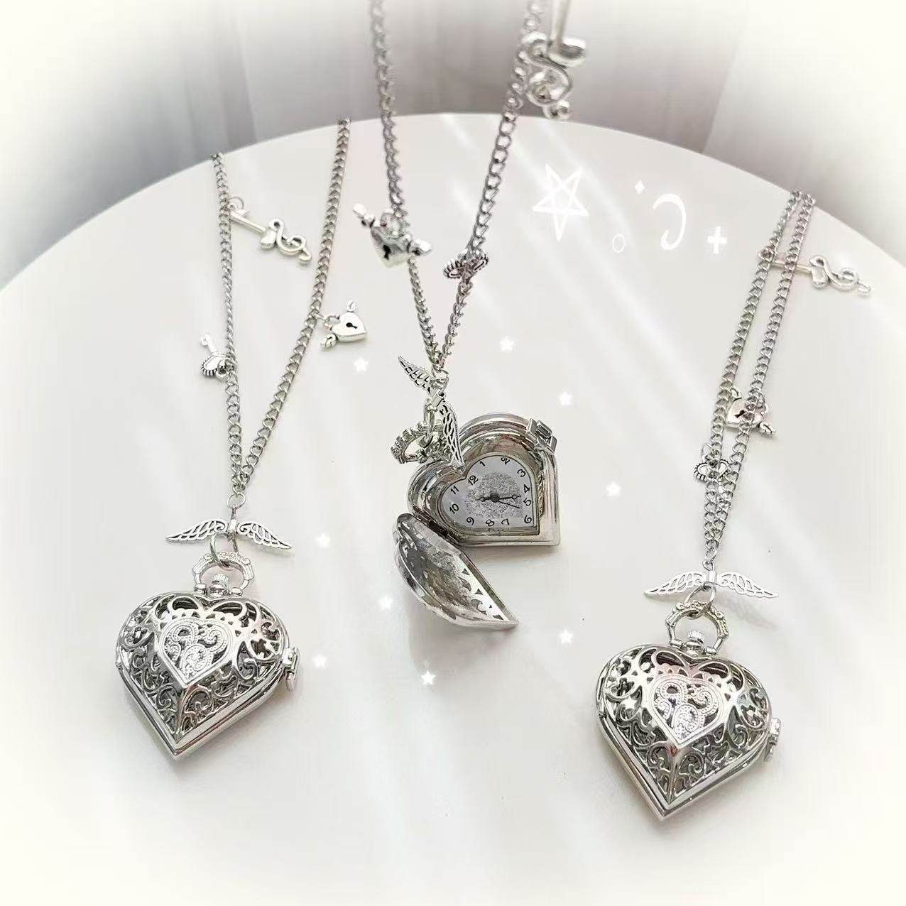Y2K Hollow Heart Pocket Watch  - Vintage Jewelry Watches Women review and price
