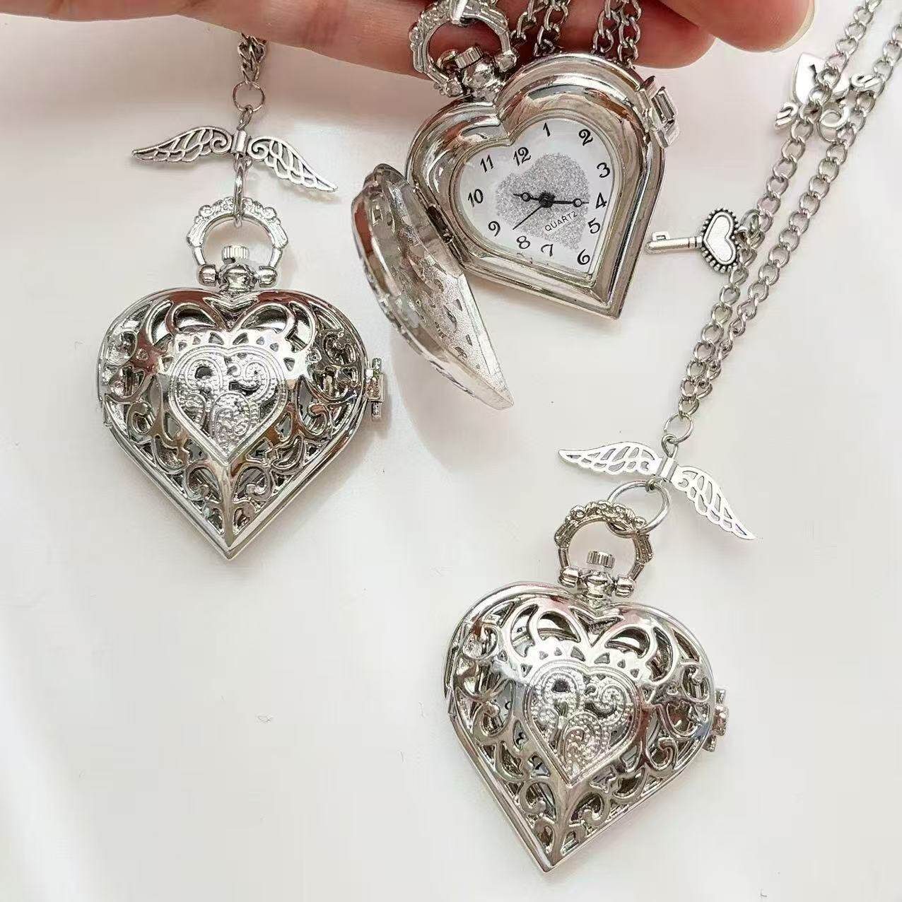 Y2K Hollow Heart Pocket Watch  - Vintage Jewelry Watches Women review and price