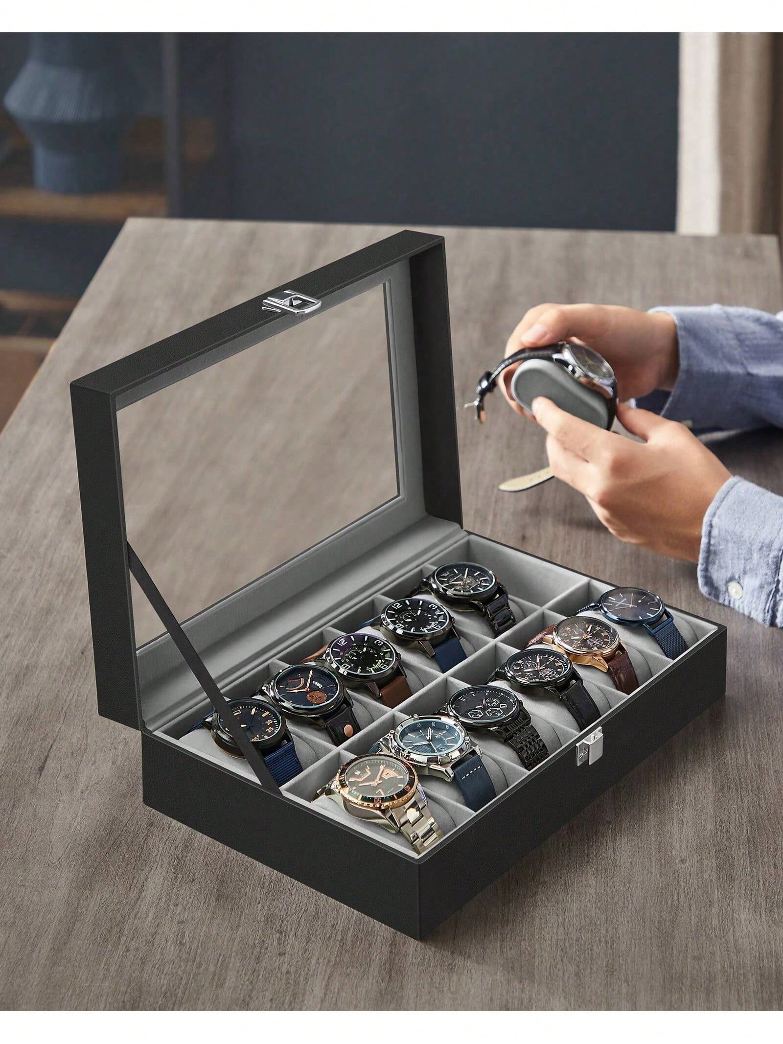 12-Slot Lockable Watch Box wit - Jewelry And Watches Box review and price