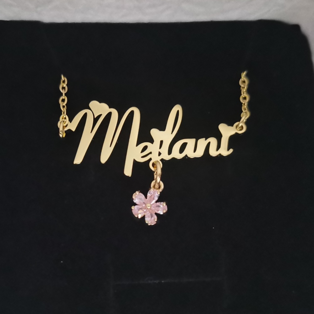 LeeChee Flower Zircon Small Pe - Engraved Name Necklace review and price