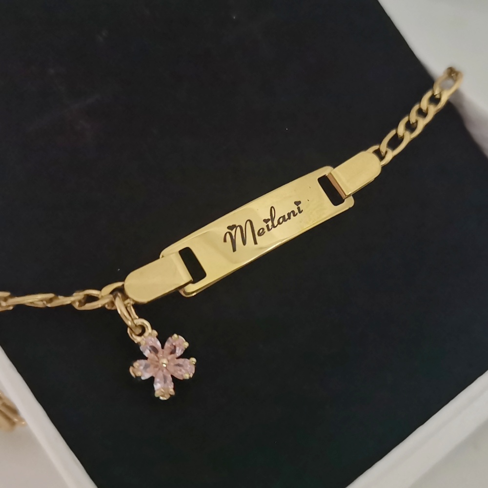 LeeChee Flower Zircon Small Pe - Engraved Name Necklace review and price