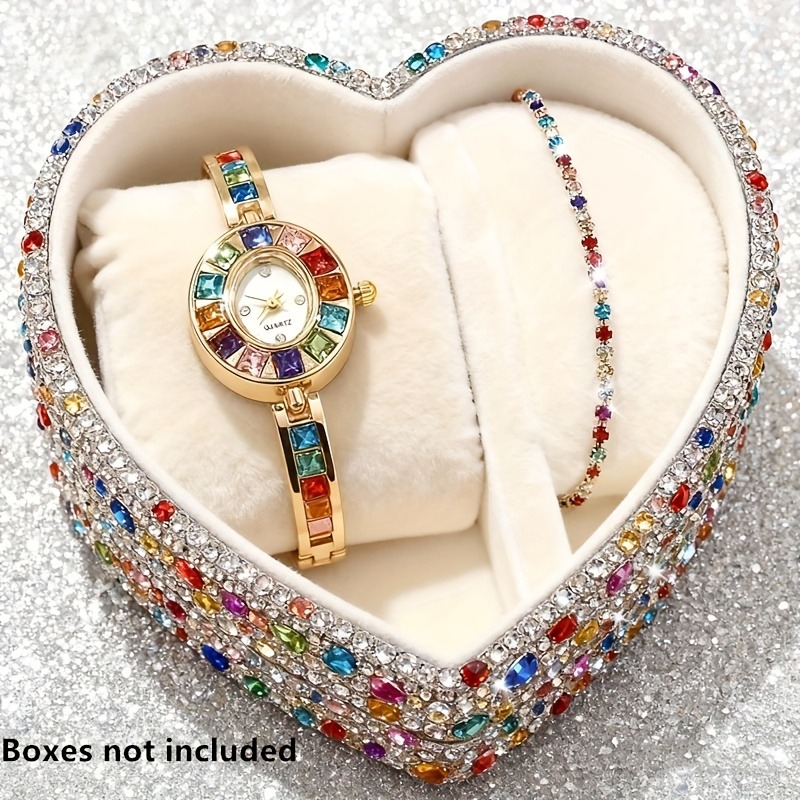 2pcs Elegant Colorful Rhinesto - Mystery Jewelry Jar Watches review and price