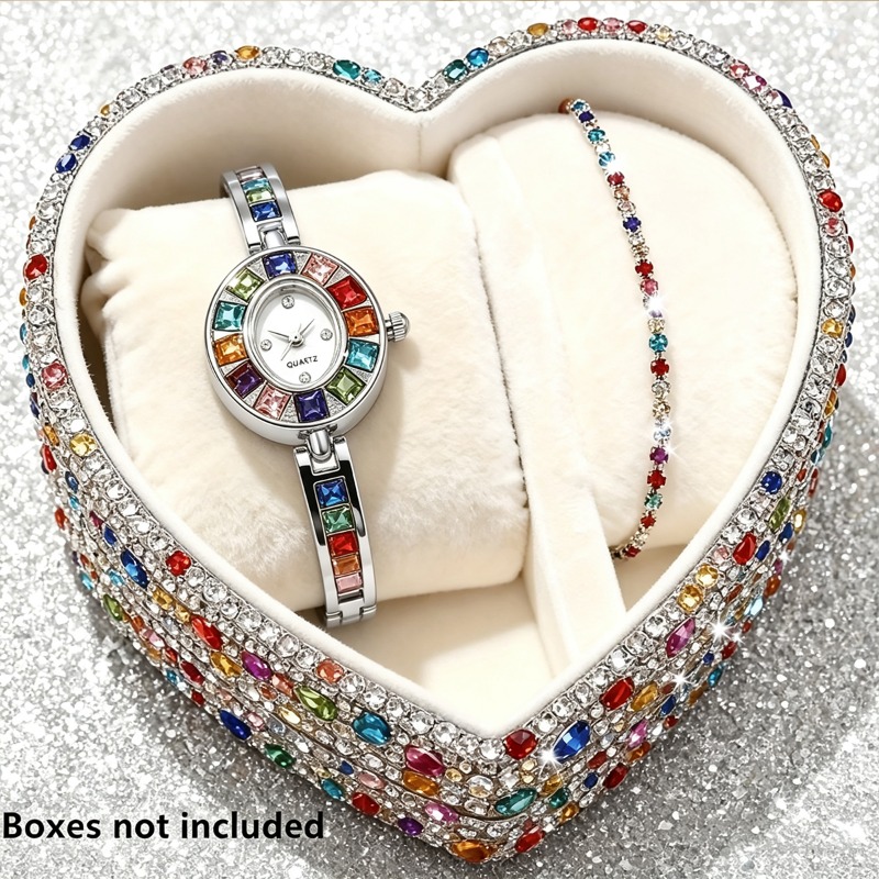 2pcs Elegant Colorful Rhinesto - Mystery Jewelry Jar Watches review and price